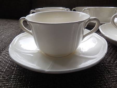 Queen's Plain Flat Bouillon Cup & Saucer
