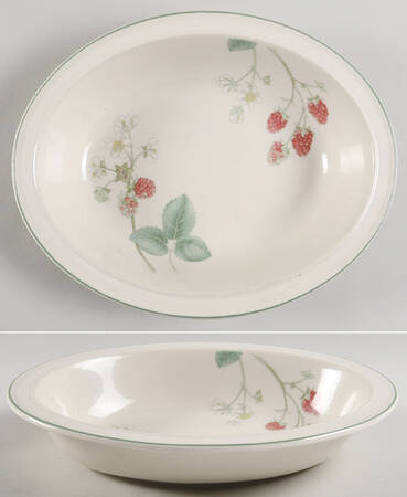 Raspberry Cane 9" Oval Vegetable Bowl