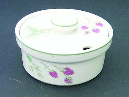 Raspberry Cane Sugar Bowl & Lid