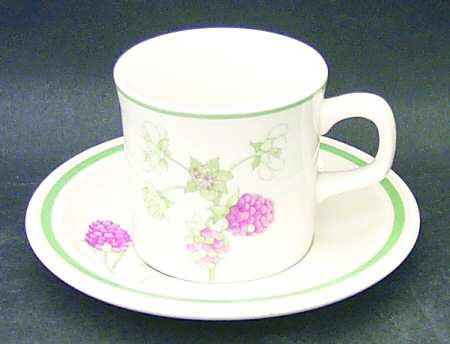 Raspberry Cane Flat Demitasse Cup & Saucer Set