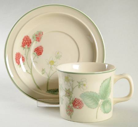 Raspberry Cane Flat Cup & Saucer Set