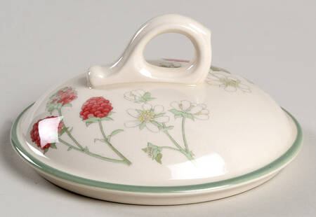 Raspberry Cane (Green Band Off Edge) Lid for Sugar Bowl
