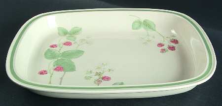 Raspberry Cane (Green Band Off Edge) 13"  Rectangular Baker
