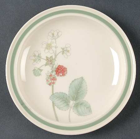 Raspberry Cane (Green Band Off Edge) Bread & Butter Plate