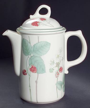 Raspberry Cane (Green Band Off Edge) Coffee Pot & Lid
