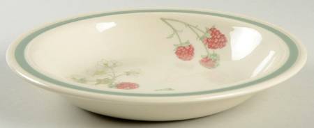 Raspberry Cane (Green Band Off Edge) Rim Soup Bowl
