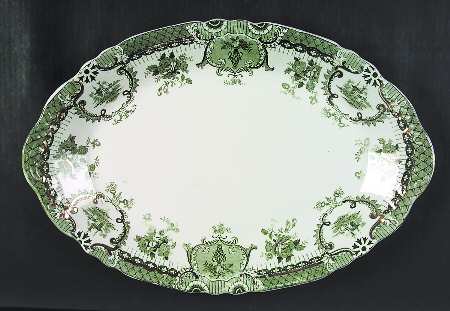 Raleigh Green (Gold Accent) 17" Oval Serving Platter