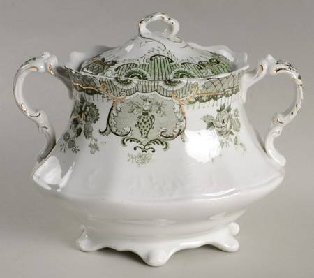 Raleigh Green (Gold Accent) Sugar Bowl & Lid