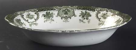 Raleigh Green (Gold Accent) 10" Oval Vegetable Bowl