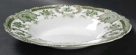 Raleigh Green (Gold Accent) Large Rim Soup Bowl
