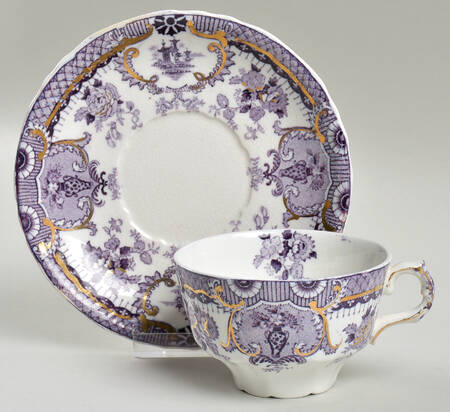 Raleigh Purple Flat Cup & Saucer Set
