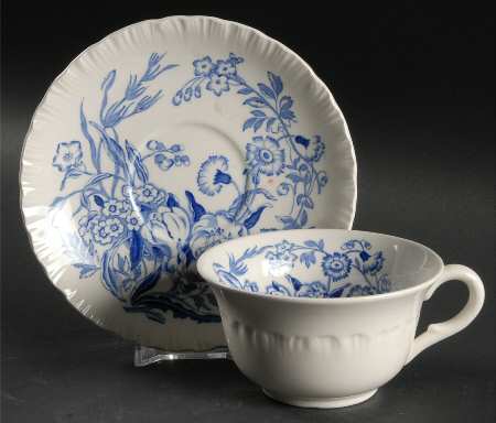 Ranunculus Blue Flat Cup & Saucer Set