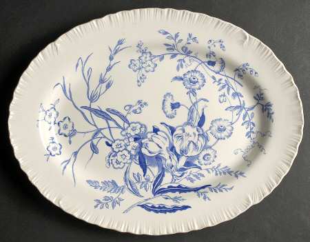 Ranunculus Blue 14" Oval Serving Platter