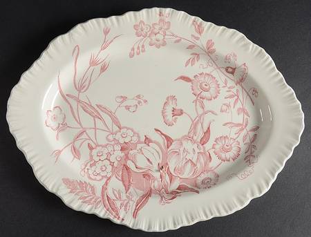 Ranunculus Pink 11" Oval Serving Platter