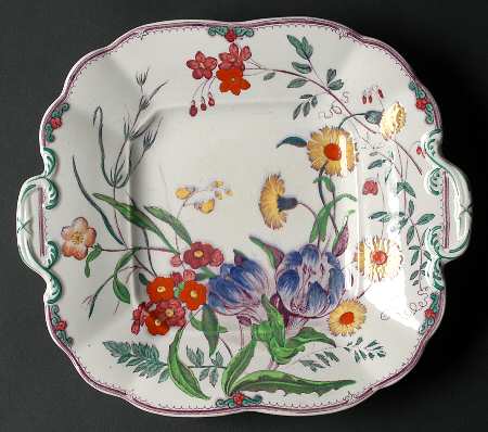 Ranunculus Square Handled Cake Plate