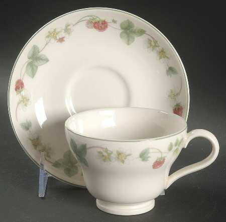 Raspberry Footed Cup & Saucer Set