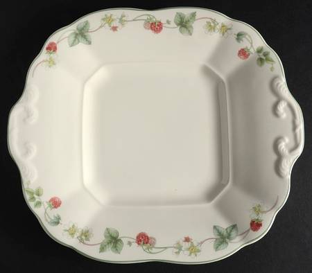 Raspberry Square Handled Cake Plate