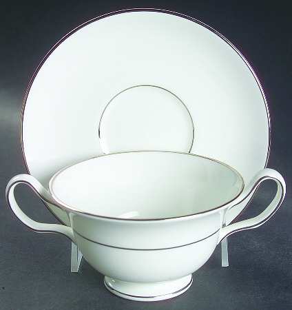 Regal Platinum Footed Cream Soup Bowl & Saucer Set