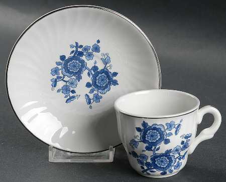 Royal Blue Flat Demitasse Cup & Saucer Set