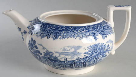 Romantic England Blue Teapot No Lid
