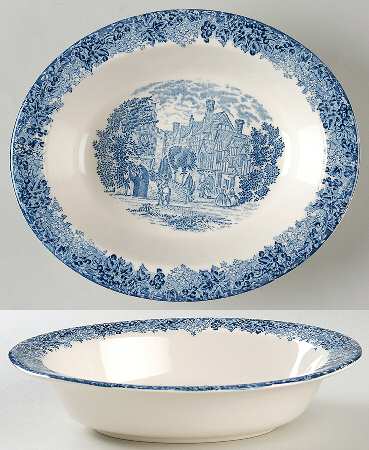 Romantic England Blue 9" Oval Vegetable Bowl by Wedgwood