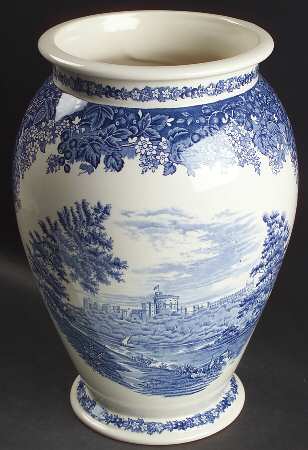 Romantic England Blue 12" Vase