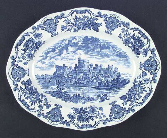 Royal Homes of Britain Blue 12" Oval Serving Platter