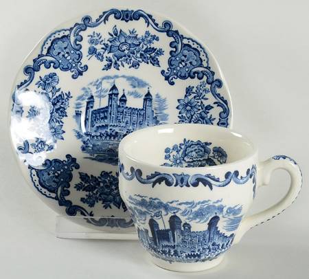 Royal Homes of Britain Blue Flat Demitasse Cup & Saucer Set