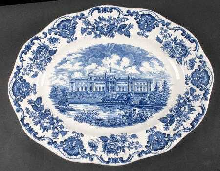 Royal Homes of Britain Blue 16" Oval Serving Platter