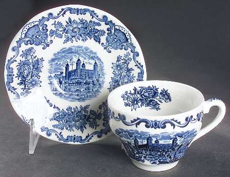 Royal Homes of Britain Blue Flat Cup & Saucer Set