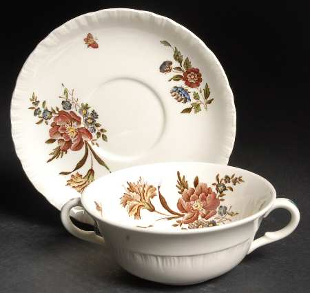 Robert Sprays Flat Cream Soup & Saucer Set