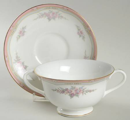 Rosalie Footed Cream Soup Bowl & Saucer Set