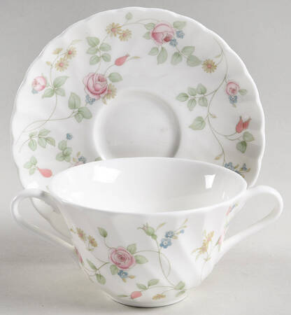 Rosehip Flat Cream Soup Bowl & Saucer Set