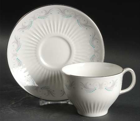 Rouen (Platinum Trim) Flat Cup & Saucer Set