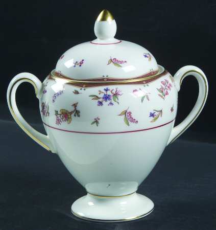 Rouen (Gold Trim) Globe Shape Sugar Bowl & Lid