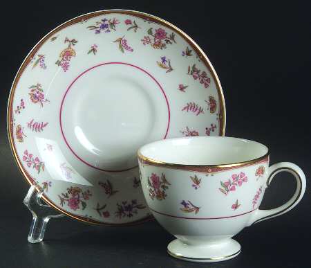 Rouen (Gold Trim) Footed Cup & Saucer Set