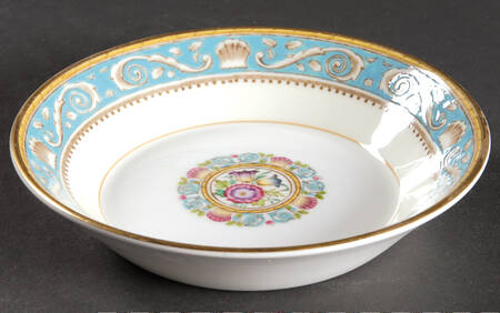 Runnymede Turquoise (Brown Shells, Floral Center) Fruit/Dessert (Sauce) Bowl