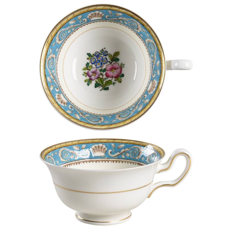 Runnymede Turquoise (Brown Shells, Floral Center) Footed Cup