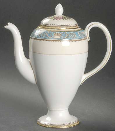Runnymede Turquoise (Brown Shells, Floral Center) Mini Coffee Pot & Lid