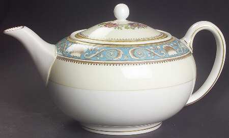 Runnymede Turquoise (Brown Shells, Floral Center) Teapot & Lid