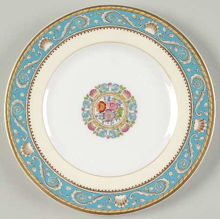 Runnymede Turquoise (Brown Shells, Floral Center) Bread & Butter Plate