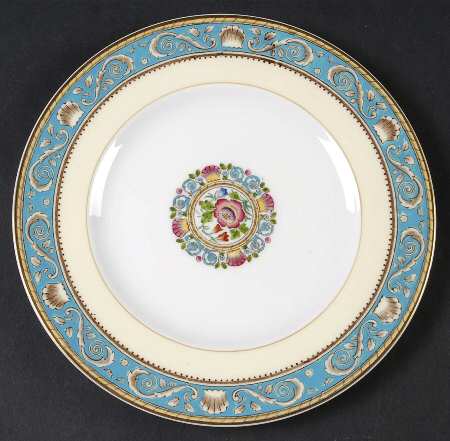 Runnymede Turquoise (Brown Shells, Floral Center) Salad Plate