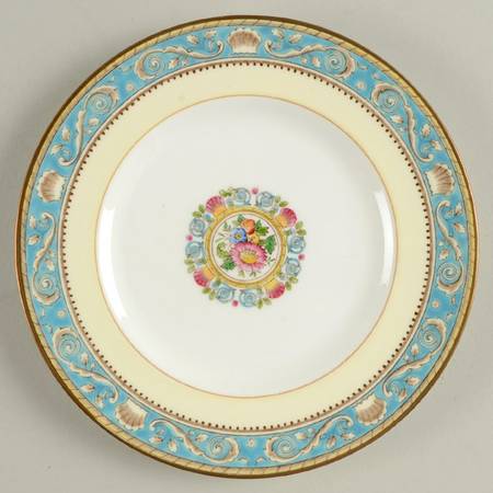 Runnymede Turquoise (Brown Shells, Floral Center) Dessert/Pie Plate