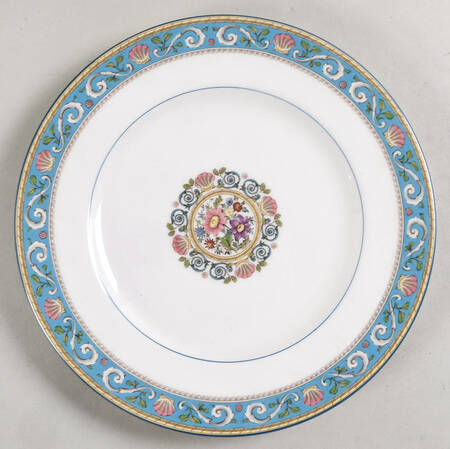 Runnymede Turquoise (Pink Shells, Floral Center) Salad Plate