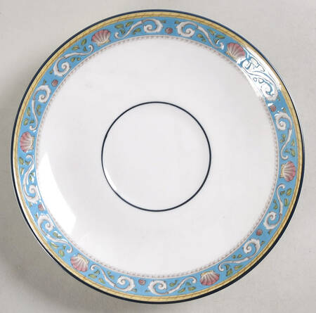 Runnymede Turquoise (Pink Shells, Floral Center) Saucer
