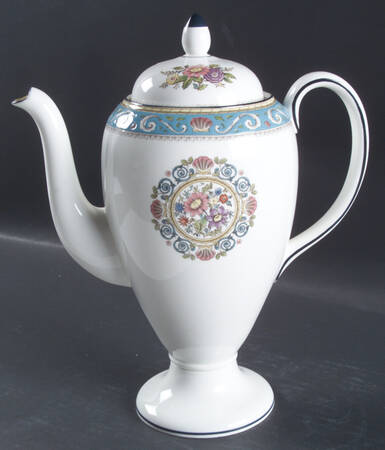 Runnymede Turquoise (Pink Shells, Floral Center) Coffee Pot & Lid