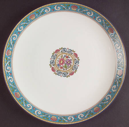 Runnymede Turquoise (Pink Shells, Floral Center) Cake Plate