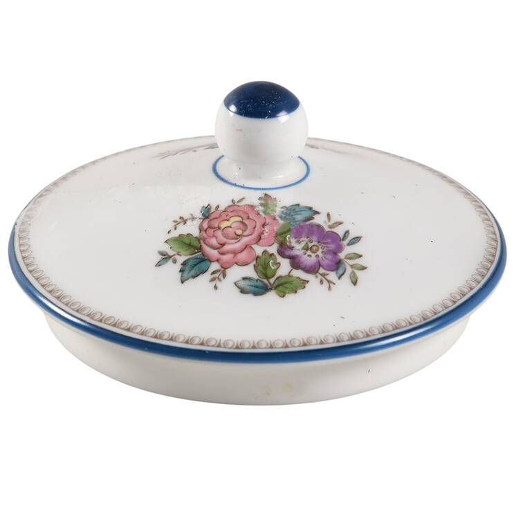Runnymede Turquoise (Pink Shells, Floral Center) Lid for 146 Shape Sugar Bowl