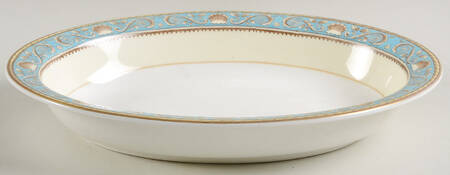 Runnymede Turquoise (Brown Shells, No Center) 10" Oval Vegetable Bowl