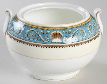 Runnymede Turquoise (Brown Shells, No Center) 146 Shape Sugar Bowl No Lid